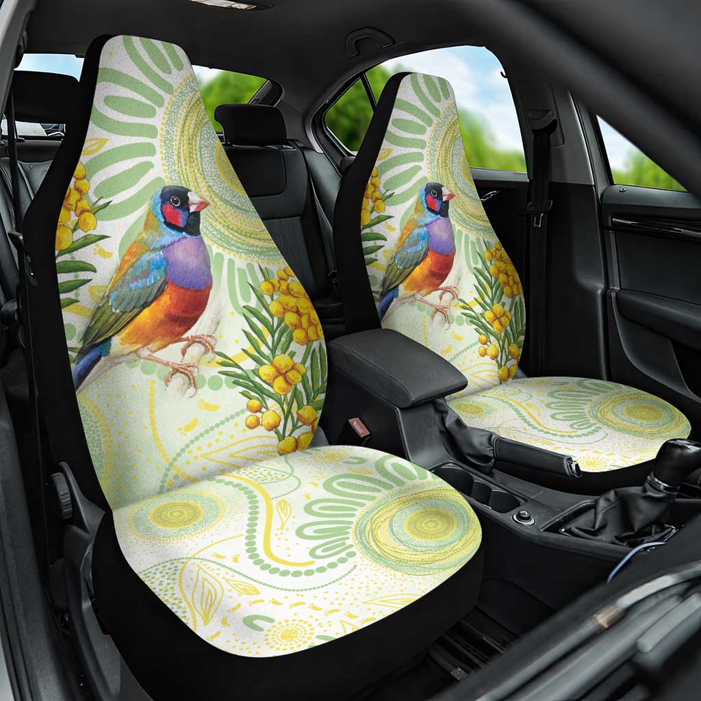 Gouldian Finch Golden Wattle Australia Car Seat Cover Aboriginal Watercolor Style