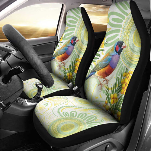 Gouldian Finch Golden Wattle Australia Car Seat Cover Aboriginal Watercolor Style