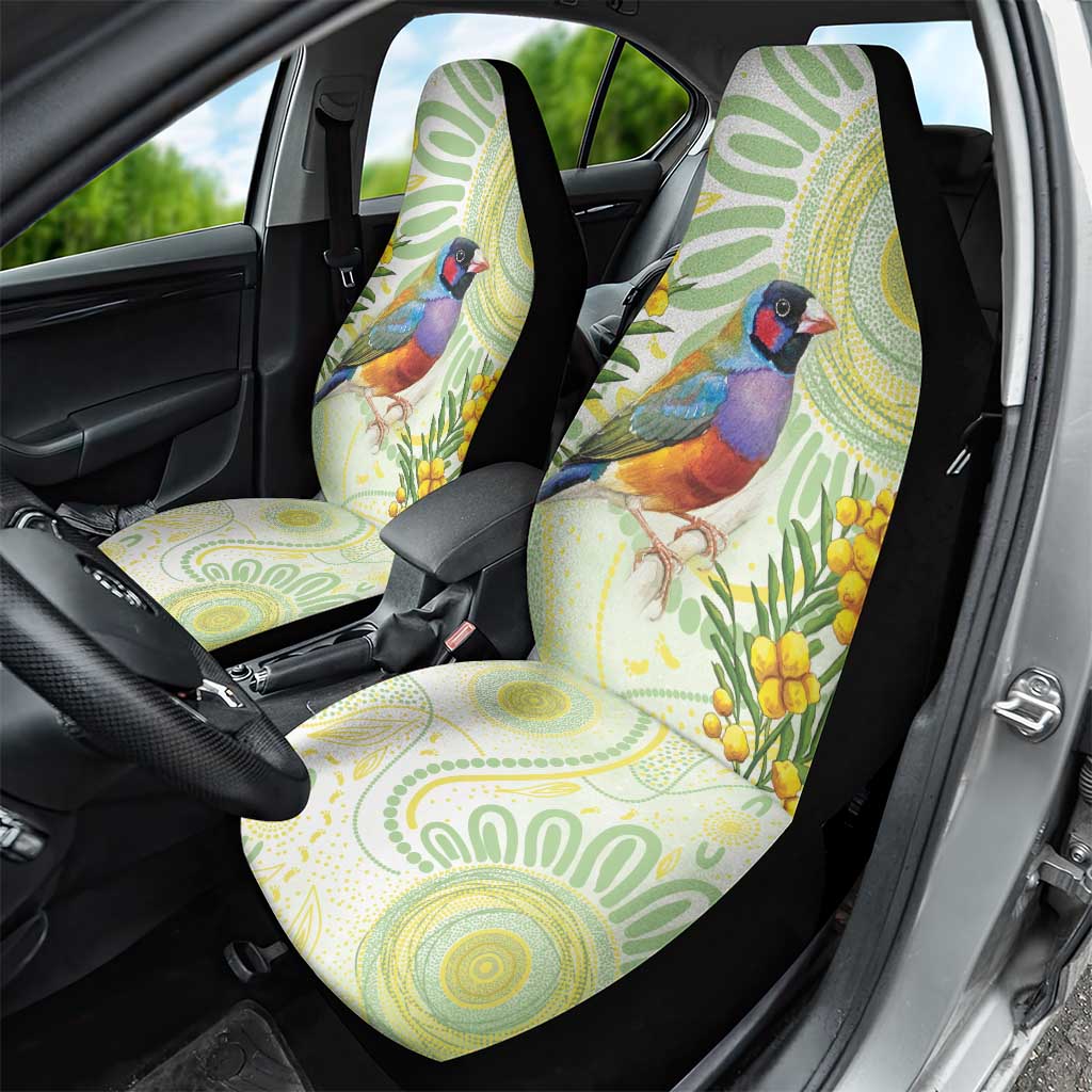 Gouldian Finch Golden Wattle Australia Car Seat Cover Aboriginal Watercolor Style