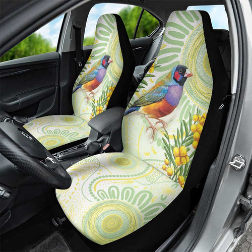 Gouldian Finch Golden Wattle Australia Car Seat Cover Aboriginal Watercolor Style