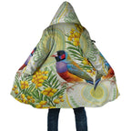 Gouldian Finch Golden Wattle Australia Cloak Aboriginal Watercolor Style - Aussie Hoodie