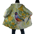Gouldian Finch Golden Wattle Australia Cloak Aboriginal Watercolor Style - Aussie Hoodie