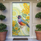 Gouldian Finch Golden Wattle Australia Door Cover Aboriginal Watercolor Style - Aussie Hoodie