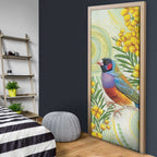 Gouldian Finch Golden Wattle Australia Door Cover Aboriginal Watercolor Style - Aussie Hoodie
