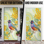 Gouldian Finch Golden Wattle Australia Door Cover Aboriginal Watercolor Style - Aussie Hoodie