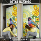 Gouldian Finch Golden Wattle Australia Door Cover Aboriginal Watercolor Style - Aussie Hoodie