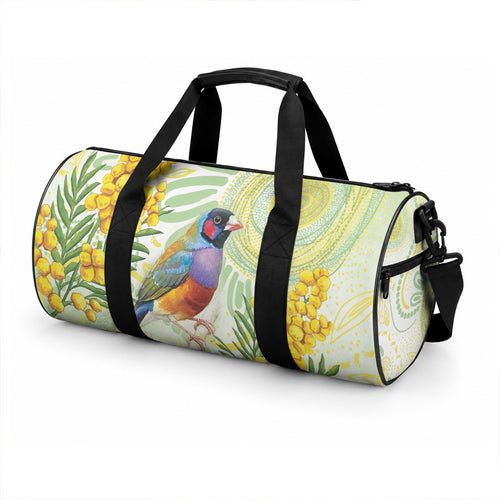 Gouldian Finch Golden Wattle Australia Duffle Bag Aboriginal Watercolor Style