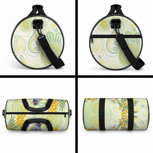 Gouldian Finch Golden Wattle Australia Duffle Bag Aboriginal Watercolor Style