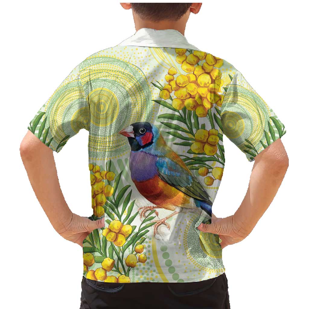 Gouldian Finch Golden Wattle Australia Family Matching Mermaid Dress and Hawaiian Shirt Aboriginal Watercolor Style