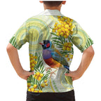 Gouldian Finch Golden Wattle Australia Family Matching Mermaid Dress and Hawaiian Shirt Aboriginal Watercolor Style