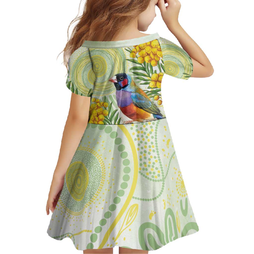 Gouldian Finch Golden Wattle Australia Family Matching Mermaid Dress and Hawaiian Shirt Aboriginal Watercolor Style