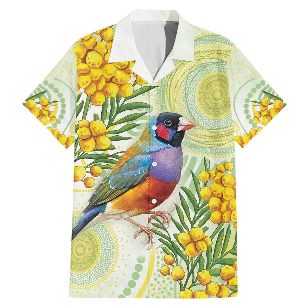 Gouldian Finch Golden Wattle Australia Family Matching Mermaid Dress and Hawaiian Shirt Aboriginal Watercolor Style