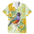 Gouldian Finch Golden Wattle Australia Family Matching Mermaid Dress and Hawaiian Shirt Aboriginal Watercolor Style
