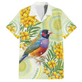 Gouldian Finch Golden Wattle Australia Family Matching Tank Maxi Dress and Hawaiian Shirt Aboriginal Watercolor Style