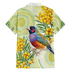 Gouldian Finch Golden Wattle Australia Family Matching Tank Maxi Dress and Hawaiian Shirt Aboriginal Watercolor Style
