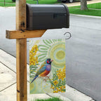 Gouldian Finch Golden Wattle Australia Garden Flag Aboriginal Watercolor Style