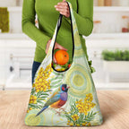 Gouldian Finch Golden Wattle Australia Grocery Bag Aboriginal Watercolor Style