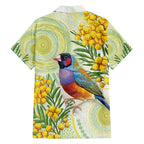 Gouldian Finch Golden Wattle Australia Hawaiian Shirt Aboriginal Watercolor Style