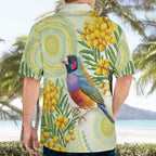 Gouldian Finch Golden Wattle Australia Hawaiian Shirt Aboriginal Watercolor Style