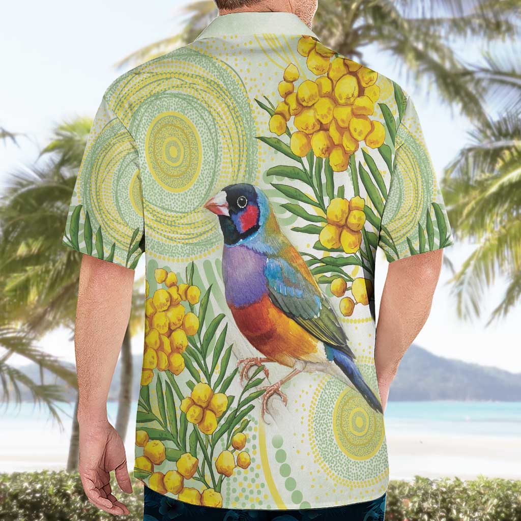Gouldian Finch Golden Wattle Australia Hawaiian Shirt Aboriginal Watercolor Style