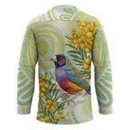 Gouldian Finch Golden Wattle Australia Hockey Jersey Aboriginal Watercolor Style - Aussie Hoodie