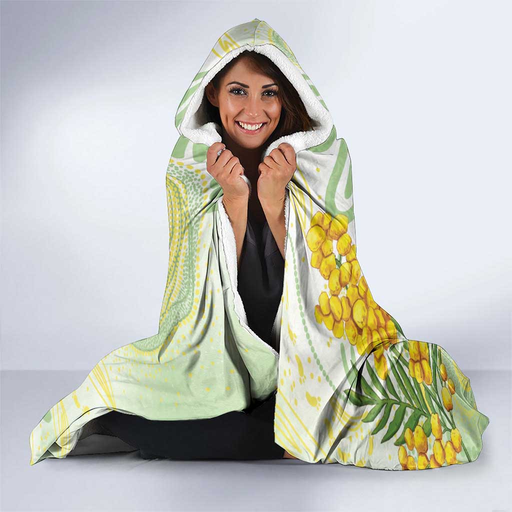 Gouldian Finch Golden Wattle Australia Hooded Blanket Aboriginal Watercolor Style