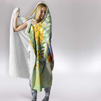 Gouldian Finch Golden Wattle Australia Hooded Blanket Aboriginal Watercolor Style