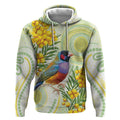 Gouldian Finch Golden Wattle Australia Hoodie Aboriginal Watercolor Style