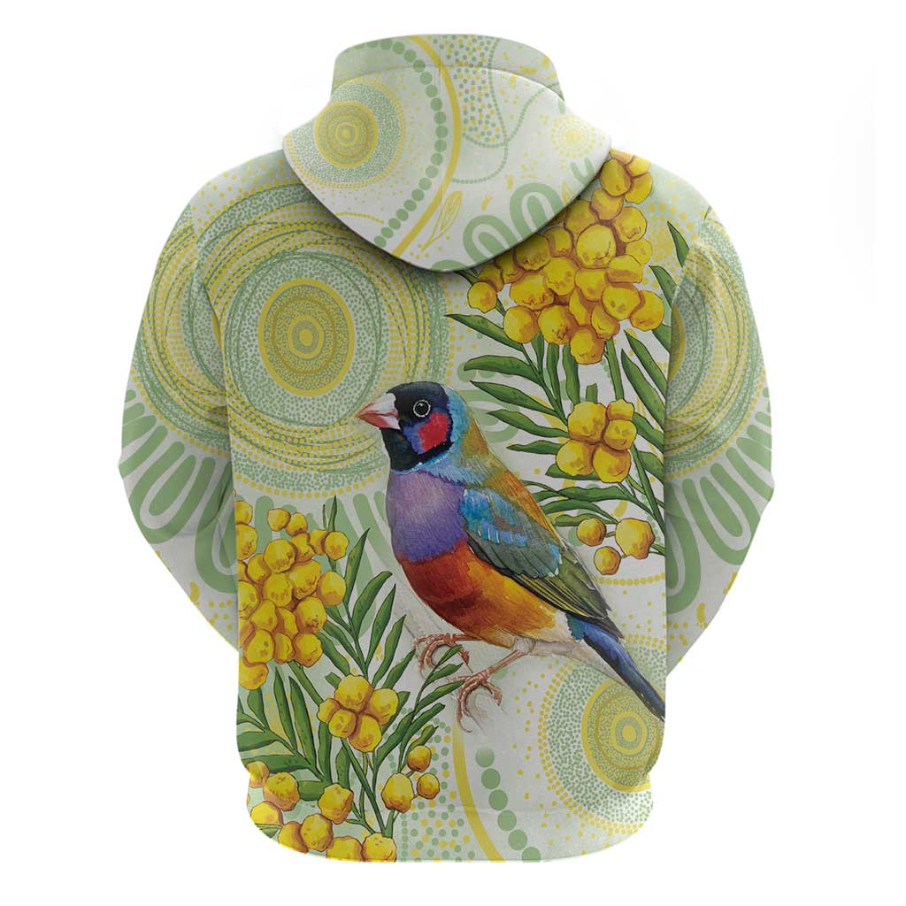 Gouldian Finch Golden Wattle Australia Hoodie Aboriginal Watercolor Style