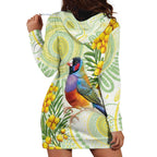 Gouldian Finch Golden Wattle Australia Hoodie Dress Aboriginal Watercolor Style