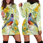 Gouldian Finch Golden Wattle Australia Hoodie Dress Aboriginal Watercolor Style