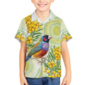Gouldian Finch Golden Wattle Australia Kid Hawaiian Shirt Aboriginal Watercolor Style