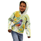 Gouldian Finch Golden Wattle Australia Kid Hoodie Aboriginal Watercolor Style