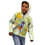 Gouldian Finch Golden Wattle Australia Kid Hoodie Aboriginal Watercolor Style