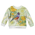 Gouldian Finch Golden Wattle Australia Kid Ugly Christmas Sweater Aboriginal Watercolor Style - Aussie Hoodie