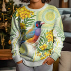 Gouldian Finch Golden Wattle Australia Kid Ugly Christmas Sweater Aboriginal Watercolor Style - Aussie Hoodie