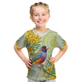 Gouldian Finch Golden Wattle Australia Kid T Shirt Aboriginal Watercolor Style