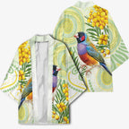Gouldian Finch Golden Wattle Australia Kimono Aboriginal Watercolor Style - Aussie Hoodie