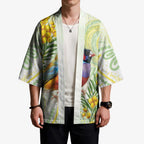 Gouldian Finch Golden Wattle Australia Kimono Aboriginal Watercolor Style - Aussie Hoodie