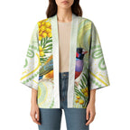 Gouldian Finch Golden Wattle Australia Kimono Aboriginal Watercolor Style - Aussie Hoodie