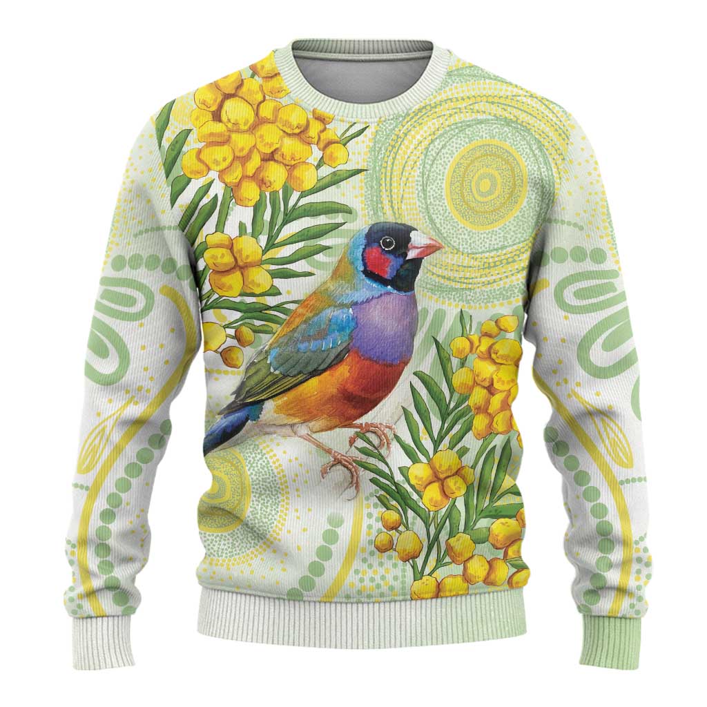 Gouldian Finch Golden Wattle Australia Ugly Christmas Sweater Aboriginal Watercolor Style - Aussie Hoodie