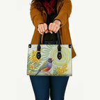 Gouldian Finch Golden Wattle Australia Leather Bag Aboriginal Watercolor Style - Aussie Hoodie
