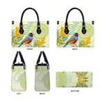 Gouldian Finch Golden Wattle Australia Leather Bag Aboriginal Watercolor Style - Aussie Hoodie