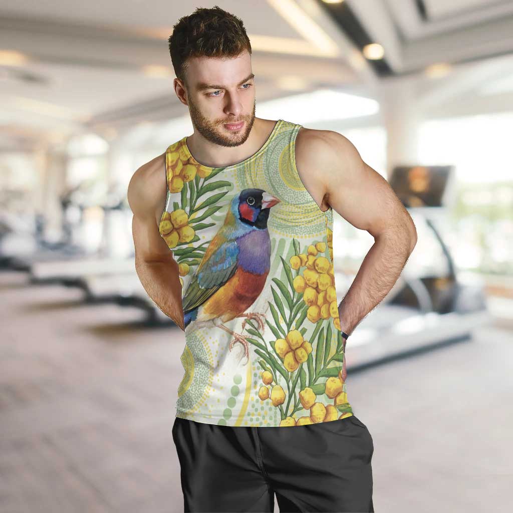 Gouldian Finch Golden Wattle Australia Men Tank Top Aboriginal Watercolor Style