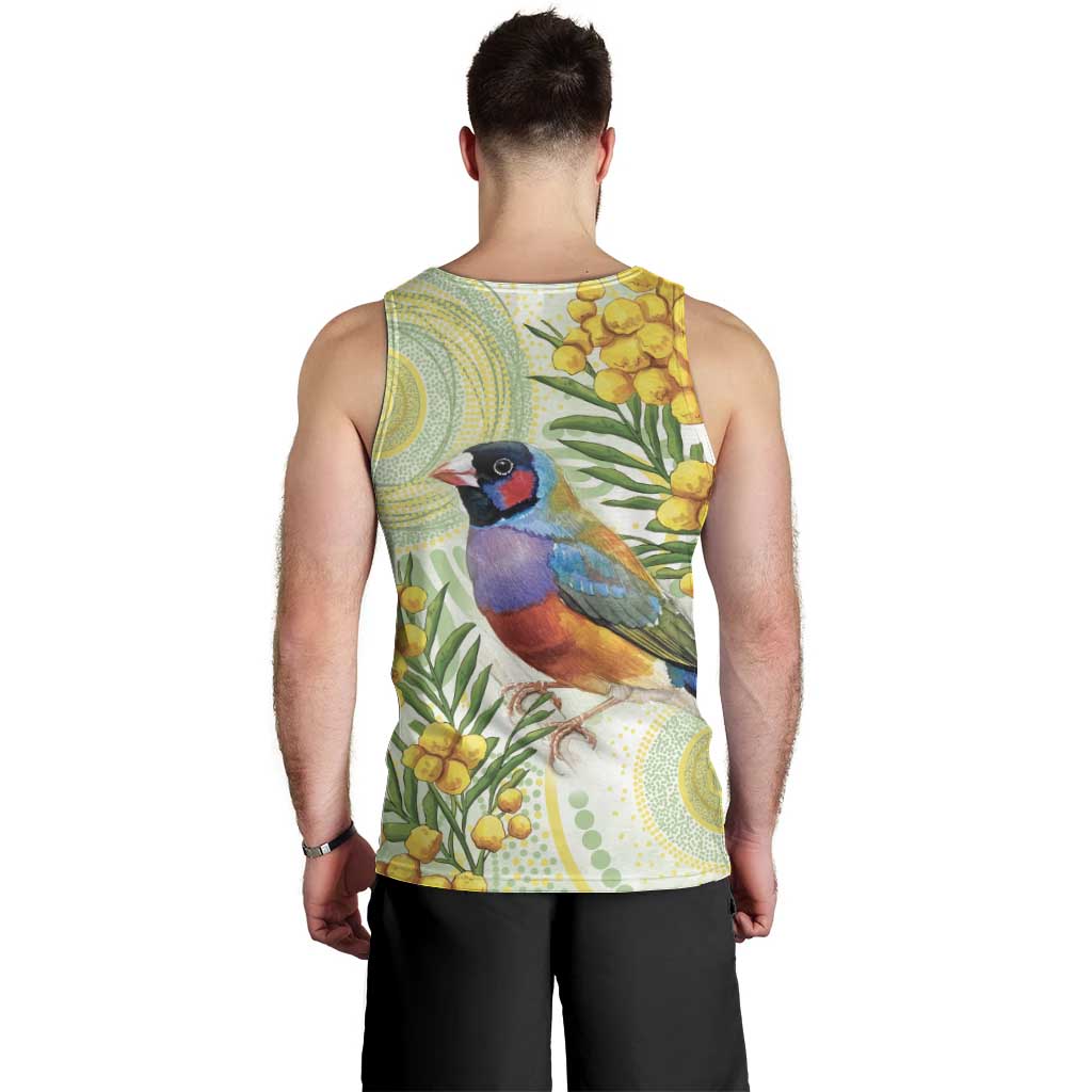 Gouldian Finch Golden Wattle Australia Men Tank Top Aboriginal Watercolor Style