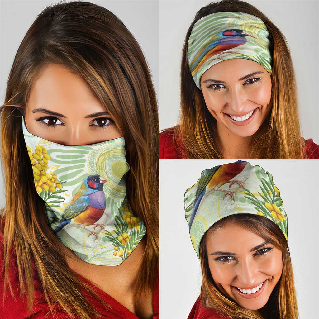 Gouldian Finch Golden Wattle Australia Neck Gaiter Aboriginal Watercolor Style - Aussie Hoodie