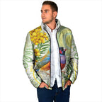 Gouldian Finch Golden Wattle Australia Padded Jacket Aboriginal Watercolor Style - Aussie Hoodie