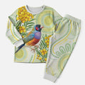 Gouldian Finch Golden Wattle Australia Christmas Pajama Set Aboriginal Watercolor Style - Aussie Hoodie