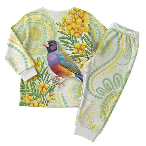 Gouldian Finch Golden Wattle Australia Christmas Pajama Set Aboriginal Watercolor Style - Aussie Hoodie