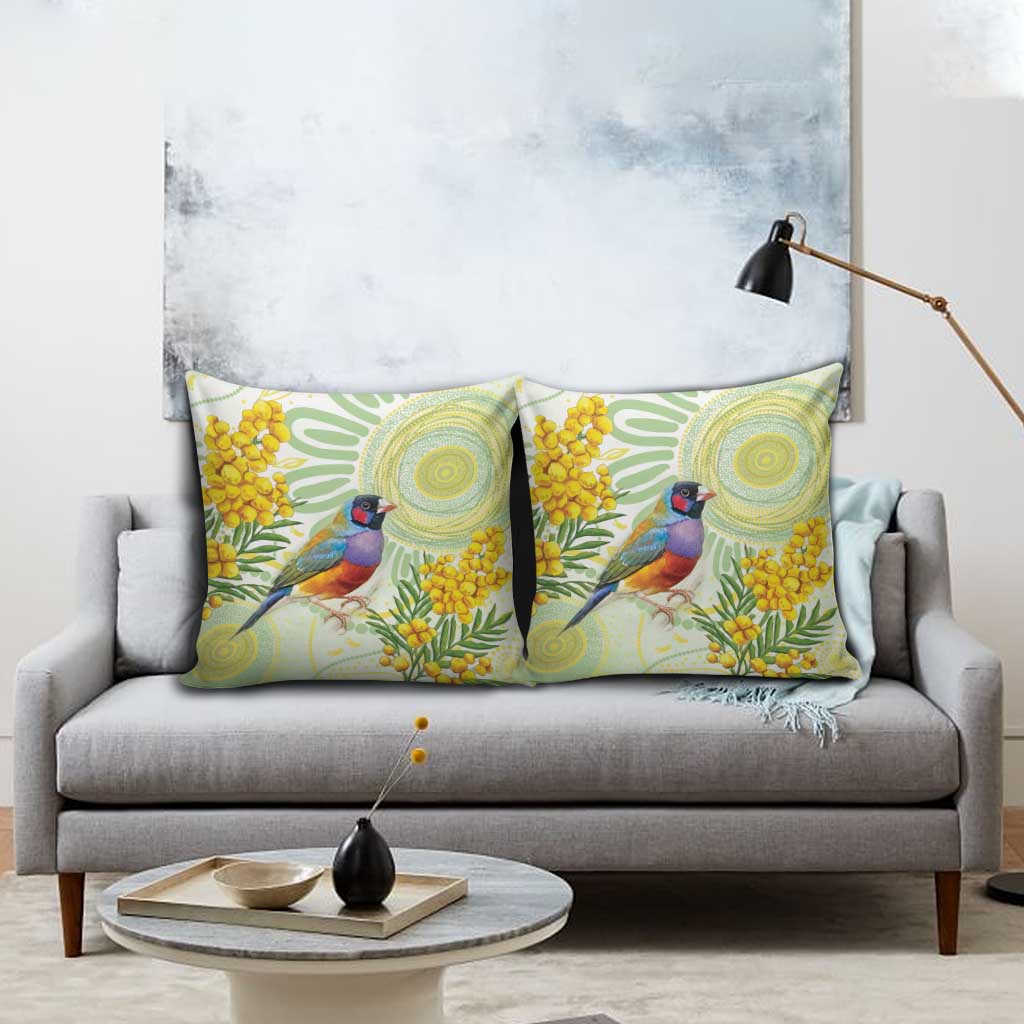 Gouldian Finch Golden Wattle Australia Pillow Cover Aboriginal Watercolor Style - Aussie Hoodie